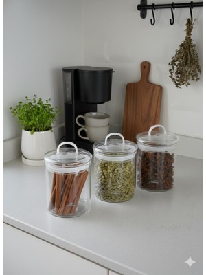 3'lü Borosilikat Cam Vakumlu Kapaklı Kavanoz Seti 350 ml Linea