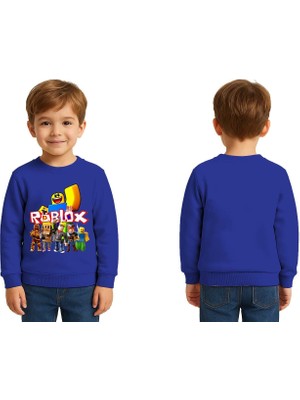 Sedirli Unisex Roblox Baskılı Çocuk Swaetshirt 3 Iplik Şardonlu