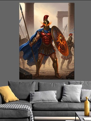 Karizma Tablo Kahramanlık Zırhlı Asker Figürü Dekoratif Kanvas - Mdf Ahşap Tablo