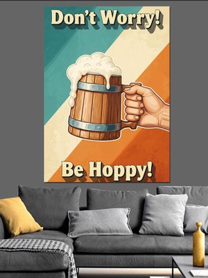Artmeg Bira Bardağı Retro Poster Dekoratif Kanvas - Mdf Ahşap Tablo