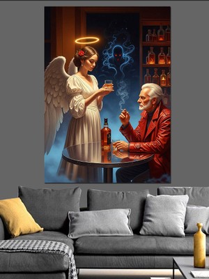 Artmeg Bira Ikram Eden Melek Dekoratif Kanvas - Mdf Ahşap Tablo