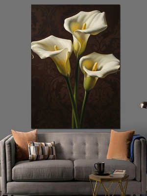 Artmeg Beyaz Sümbül Çiçek Buketi Dekoratif Kanvas - Mdf Ahşap Tablo