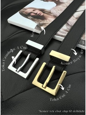 Fiori 2'li Kare Tokalı Köprülü Kadın Kemeri, Pantolon Kemeri, Ceket Kemeri, Elbise Kemeri
