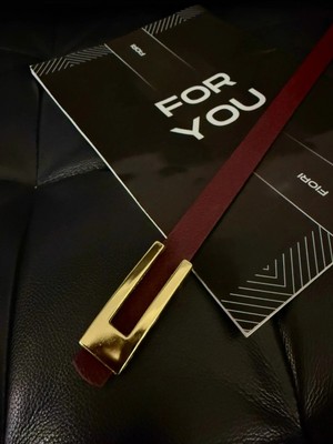 Fiori Tasarım Gold Tokalı Ince Kadın Kemeri, Ceket Kemeri, Gömlek Kemeri, Elbise Kemeri