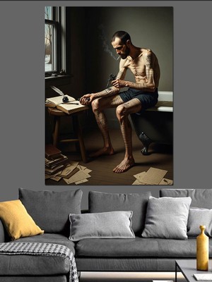Tablomega Dövme Yapan Sanatçı Resmi Dekoratif Kanvas - Mdf Ahşap Tablo