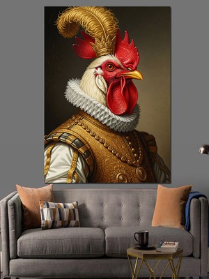 Artmeg Asil Horoz General Portresi Dekoratif Kanvas - Mdf Ahşap Tablo