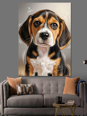 Tablomega Masum Bakışlı Köpek Yavrusu Dekoratif Kanvas - Mdf Ahşap Tablo