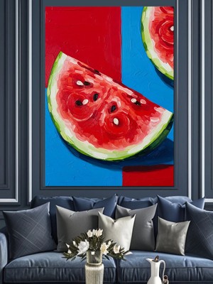 Artmeg Kırmızı Karpuz Dilimi Meyve Dekoratif Kanvas - Mdf Ahşap Tablo