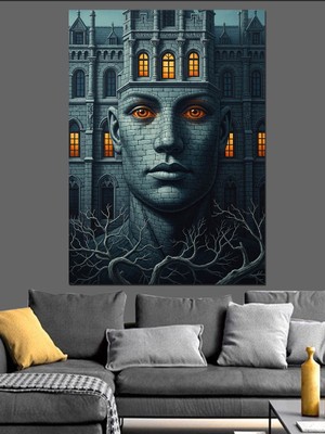 Tablomega Taş Yüzlü Bina Cephesi Dekoratif Kanvas - Mdf Ahşap Tablo