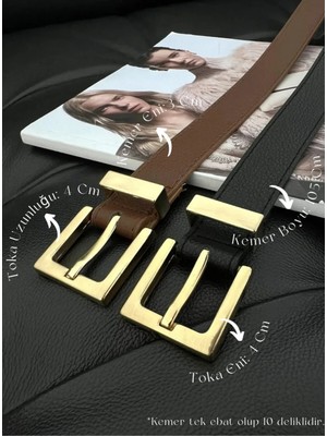 Fiori 2'li Kare Tokalı Köprülü Kadın Kemeri, Pantolon Kemeri, Ceket Kemeri, Elbise Kemeri