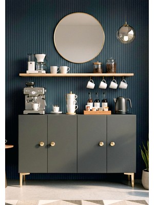 Yumedi Design KA1204A - Squarel Konsol, Tv Sehpası, Çok Amaçlı Dolap ve Kahve Köşesi 120CM Antrasit