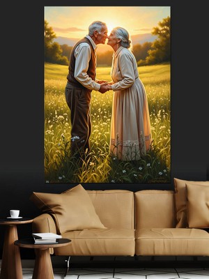 Tablomega Doğada Yaşlı Aşık Çift Dekoratif Kanvas - Mdf Ahşap Tablo