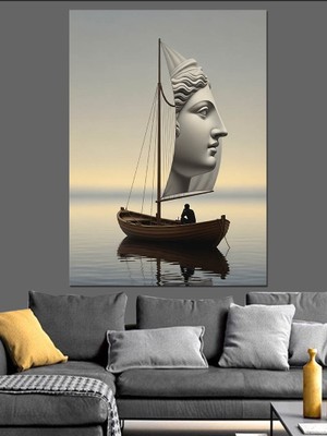 Tablomega Denizde Heykel Yüzü Manzarası Dekoratif Kanvas - Mdf Ahşap Tablo