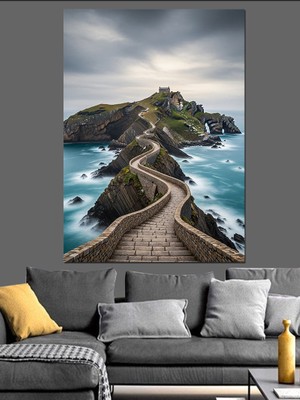 Karizma Tablo Deniz Kenarı Taş Köprü Dekoratif Kanvas - Mdf Ahşap Tablo