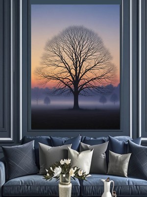 Artmeg Sisli Havada Yalnız Ağaç Dekoratif Kanvas - Mdf Ahşap Tablo