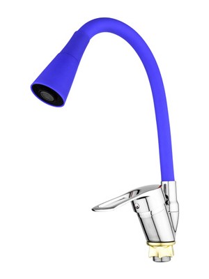 Mivexa Outdoor Outlet Oynar Başlıklı Çelik Spiral Üzeri Silikon Kaplama Musluk Başlığı Kobra Fonksiyonlu Musluk - Mavi