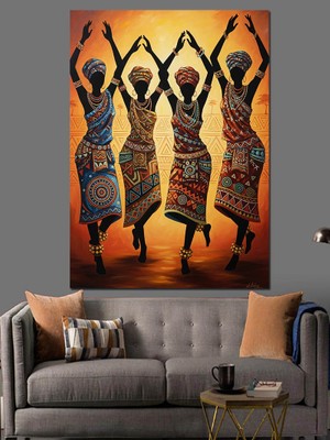 Karizma Tablo Dans Eden Afrikalı Kadınlar Dekoratif Kanvas - Mdf Ahşap Tablo