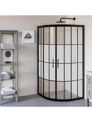 Vesta D300 Oval Duşakabin Siyah Profil Kumlu Karolajlı Cam H: 190 cm