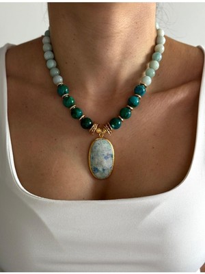 Hercy Doğal Turkuaz Taşı Kolye |  Doğal Taş Kolye | Gerçek Doğal Taş