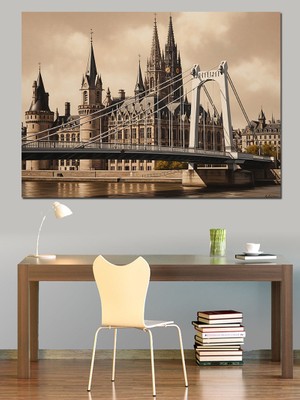 Karizma Tablo Mimari Şato Manzarası Dekoratif Kanvas - Mdf Ahşap Tablo