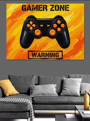 Karizma Tablo Sarı Oyuncu Bölgesi Tabelası Dekoratif Kanvas - Mdf Ahşap Tablo