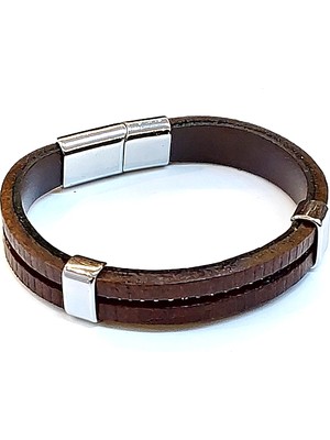 Derin Hat – Minimal Kahverengi Deri Erkek BILEKLIK-35-186