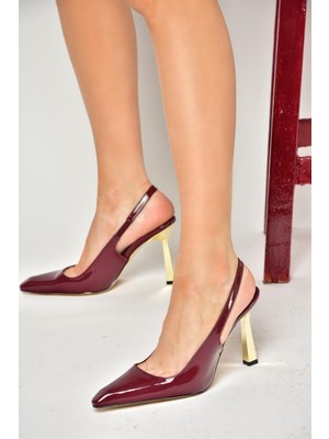 Fox Shoes S752074608 Bordo Rugan Kalın Topuklu Kadın Ayakkabı