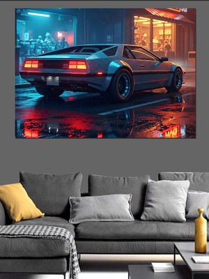 Artmeg Gelecek Temalı Spor Araba Dekoratif Kanvas - Mdf Ahşap Tablo