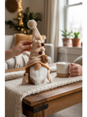 Vanilya Gift Dekoratif Şans Cücesi Ev Ofis Dekoru-Pompom Boy 35 cm