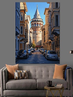 Tablomega Sokak Arası Galata Kulesi Dekoratif Kanvas - Mdf Ahşap Tablo