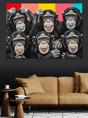 Karizma Tablo Üç Maymun Görmedim Duymadım Dekoratif Kanvas - Mdf Ahşap Tablo