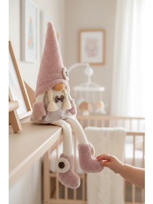 Vanilya Gift Dekoratif Şans Cücesi Ev Ofis Bebek Odası Dekoru-Baby Pink Girl 60 cm