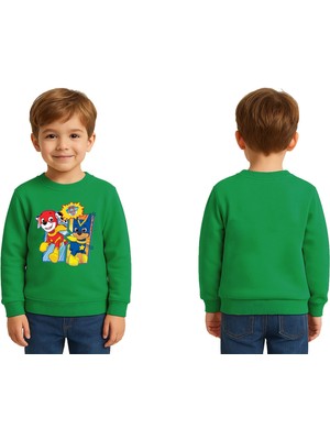 Sedirli Unisex Pawpetrol Baskılı Çocuk Swaetshirt 3 Iplik Şardonlu