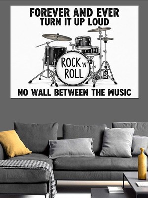 Karizma Tablo Rock Müzik Bateri Seti Dekoratif Kanvas - Mdf Ahşap Tablo