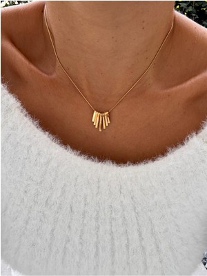 Hercy Asimetrik Gold Çelik Kolye | Elegant Kolye | 316 L Paslanmaz Çelik