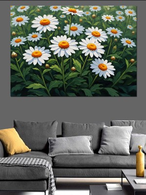 Artmeg Papatya Tarlası Doğa Manzarası Dekoratif Kanvas - Mdf Ahşap Tablo