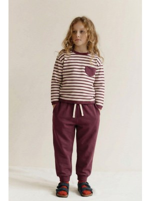 Cigit Çizgili Sweatshirt Takım 1-7 Yaş Mürdüm