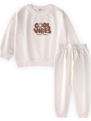 Cigit Cool Vibes Baskılı Takım 2-7 Yaş Ekru