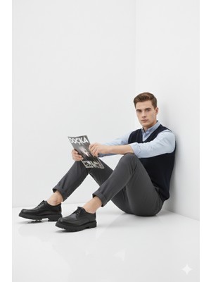 Doçka Erkek Iç-Dış Hakiki Deri Kalın Taban Hafif Klasik Tarz Mevsimlik Ayakkabı ER5K/E127