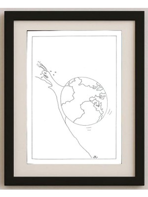 Karikatural Morteza Azarkheil 29X21CM Orijinal Karikatür Tablo