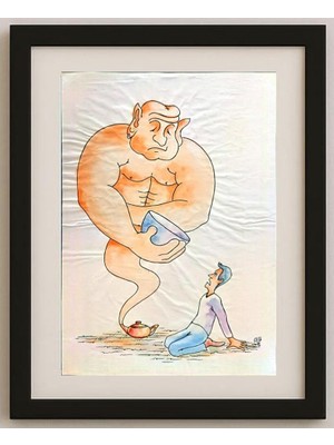 Karikatural Hamid Reza Azarkheil 29X21CM Orijinal Karikatür Tablo