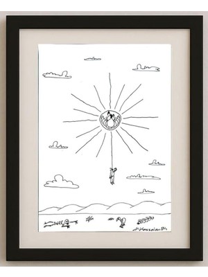 Karikatural Ali Kassainn 22X18CM Orijinal Karikatür Tablo