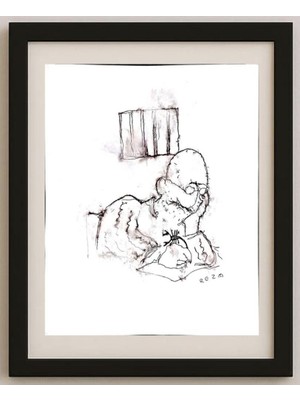 Karikatural Reza Zaev Heidari 25X21CM Orijinal Karikatür Tablo