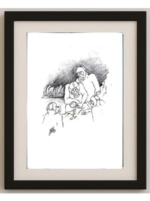 Karikatural Unknown 25X21CM Orijinal Karikatür Tablo