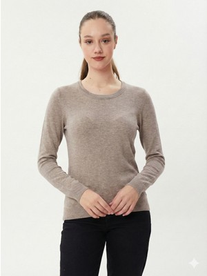 Twister Bt 2277 O Yaka Likralı Kadın Pamuk Triko Kazak