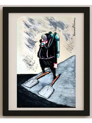 Karikatural Goran Celicanin 32X21CM Orijinal Karikatür Tablo