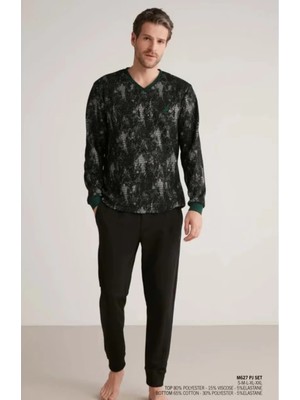 Kocabey  M627 Erkek Uzun Kollu V Yaka Pijama Takımı