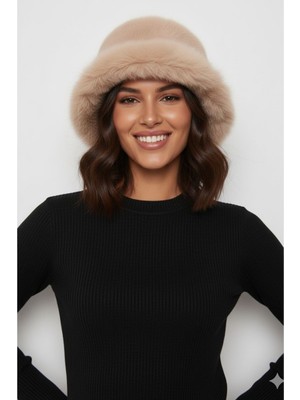 Peluş Tüylü Yarım Kalpak Moğol Kadın Şapka