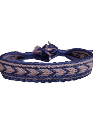 Elbiz El Dokuması Çarpana Bağlamalı Bileklik – Mor & Pudra