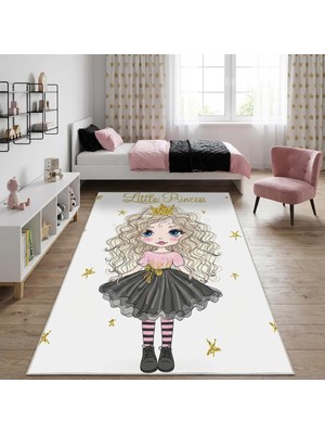 Carpettex Prenses Figürlü Kız Çocuk Odası Halısı – Kaymaz Tabanlı Yıkanabilir Dijital Baskılı Halı